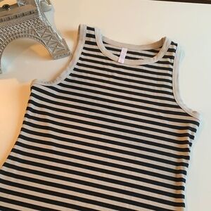 STYLUS Black and White Striped Tank Top